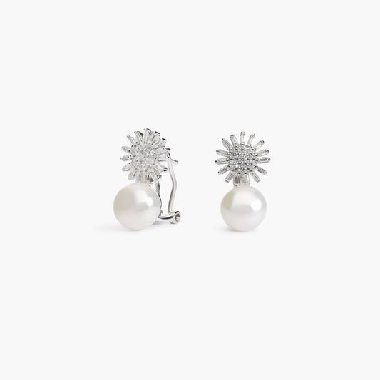 Pendientes de plata 1ª ley con perlas y circonitas 11 mm