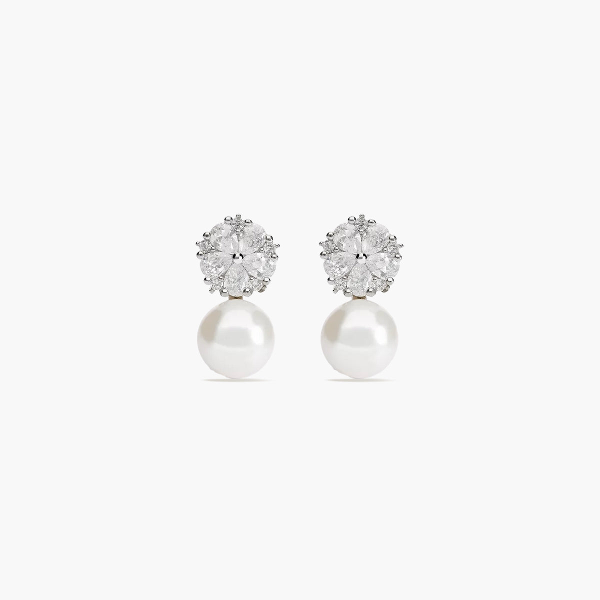 Pendientes de plata 1ª ley con perlas y circonitas 19 mm