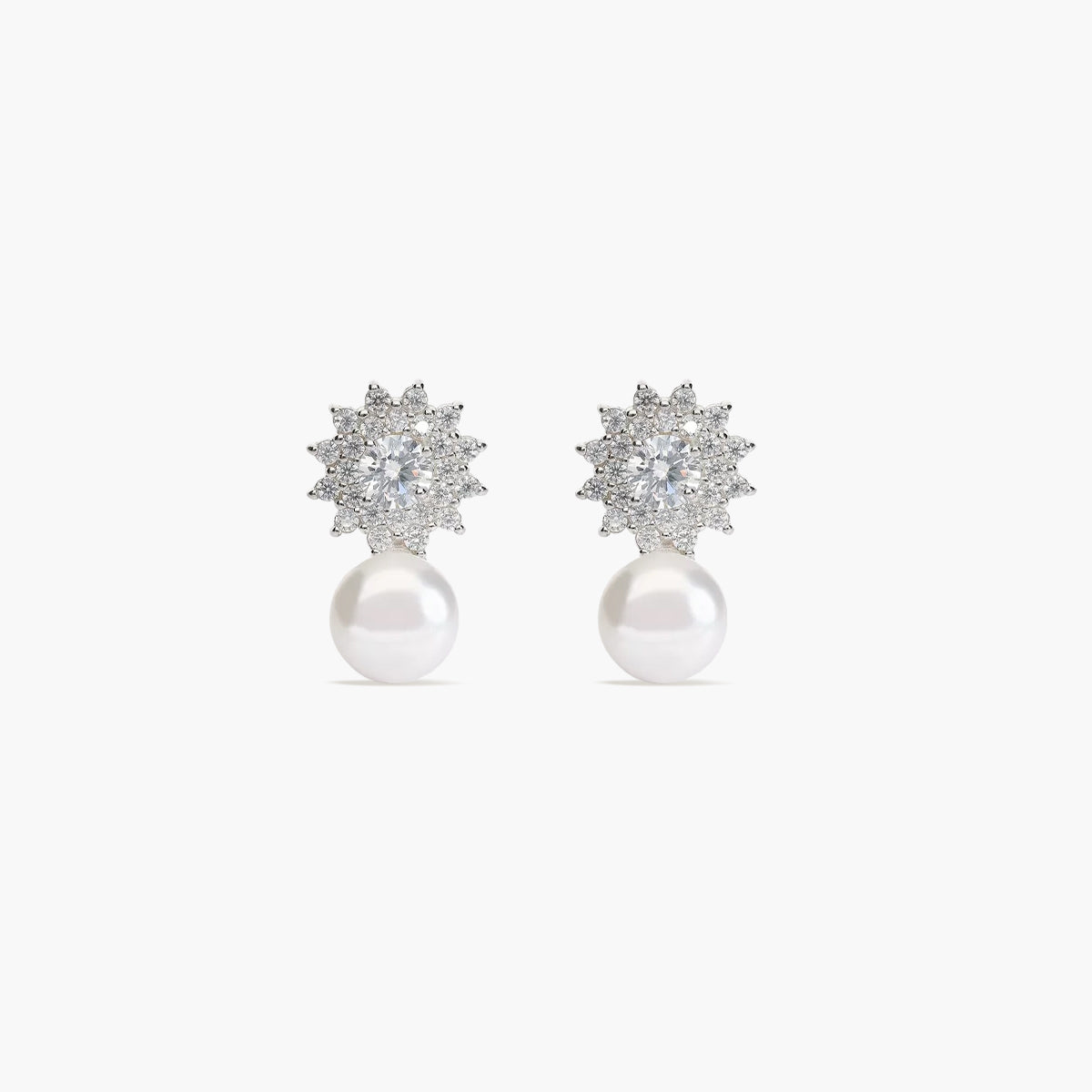 Pendientes de plata 1ª ley con perlas y circonitas 21 mm