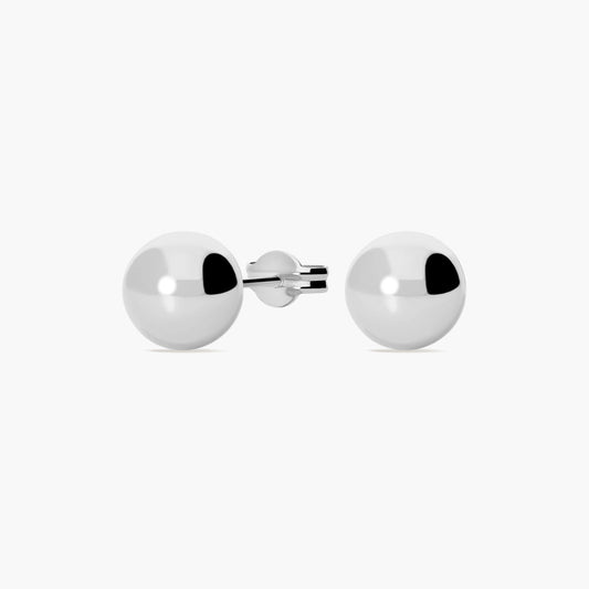 Pendientes de oro blanco 18K de bola 7 mm