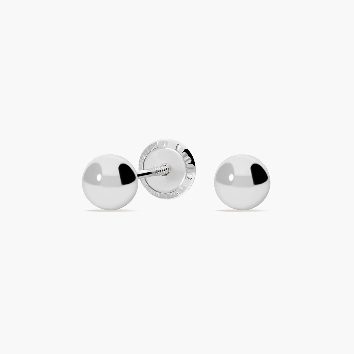 Pendientes de oro blanco 18K de bola 5 mm