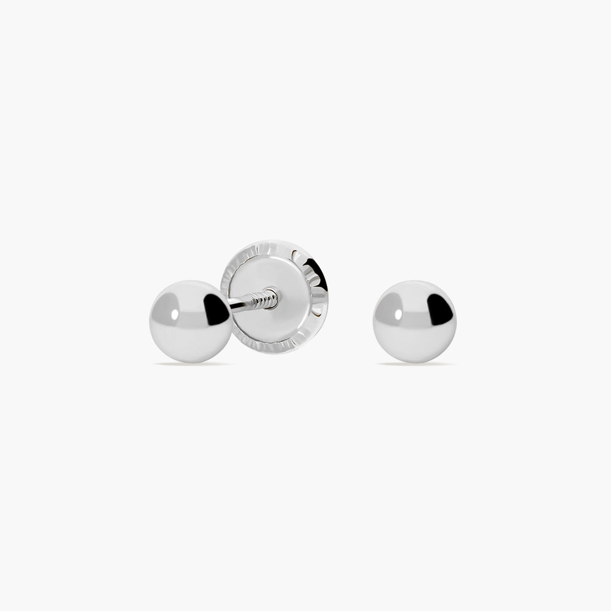 Pendientes de oro blanco 18K de bola 4 mm