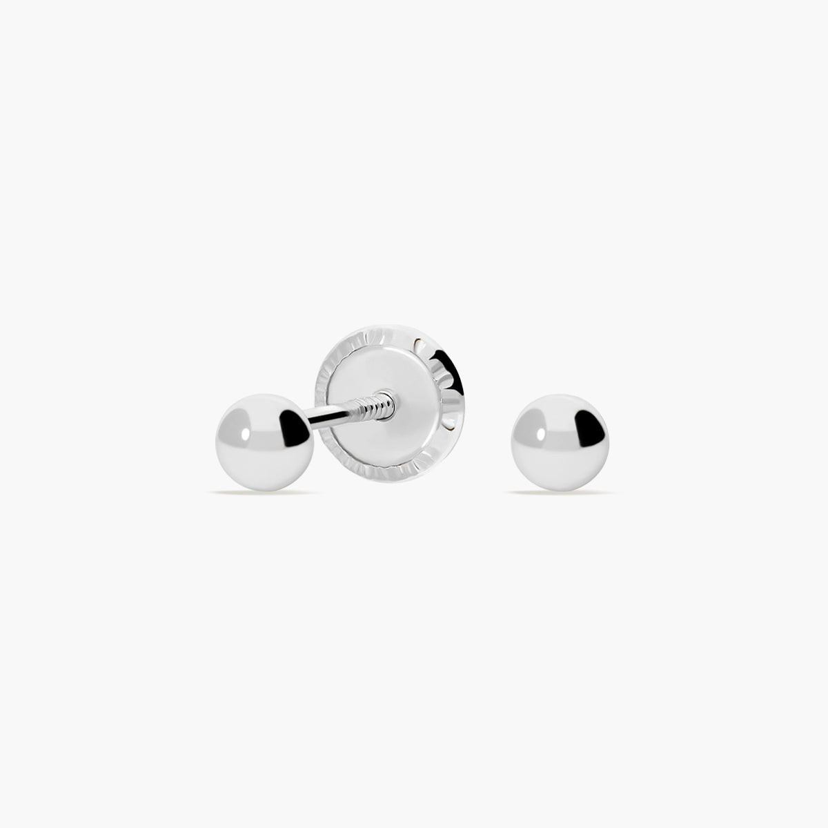 Pendientes de oro blanco 18K de bola 3 mm
