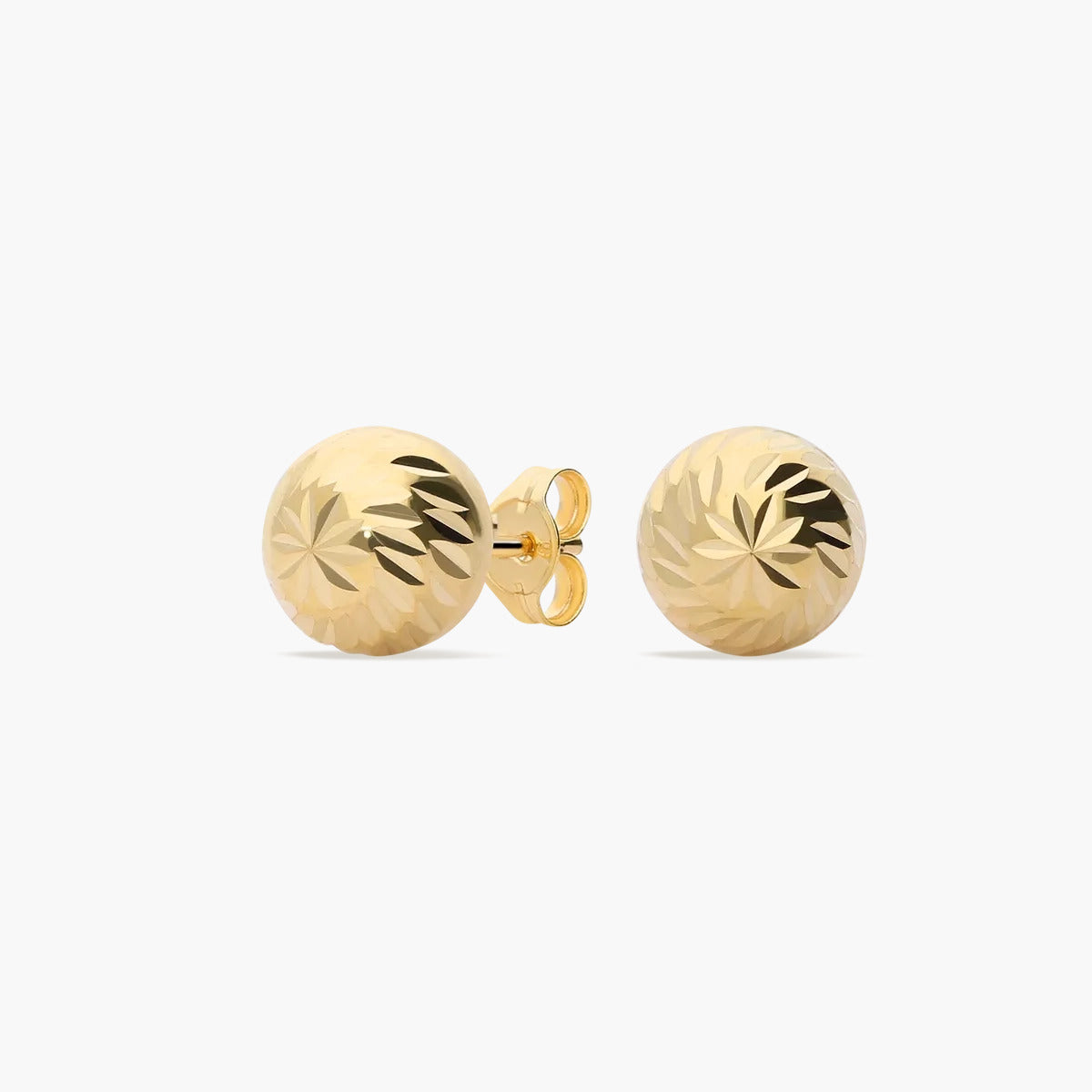 Pendientes de oro 18K media bola lapidado 6 mm