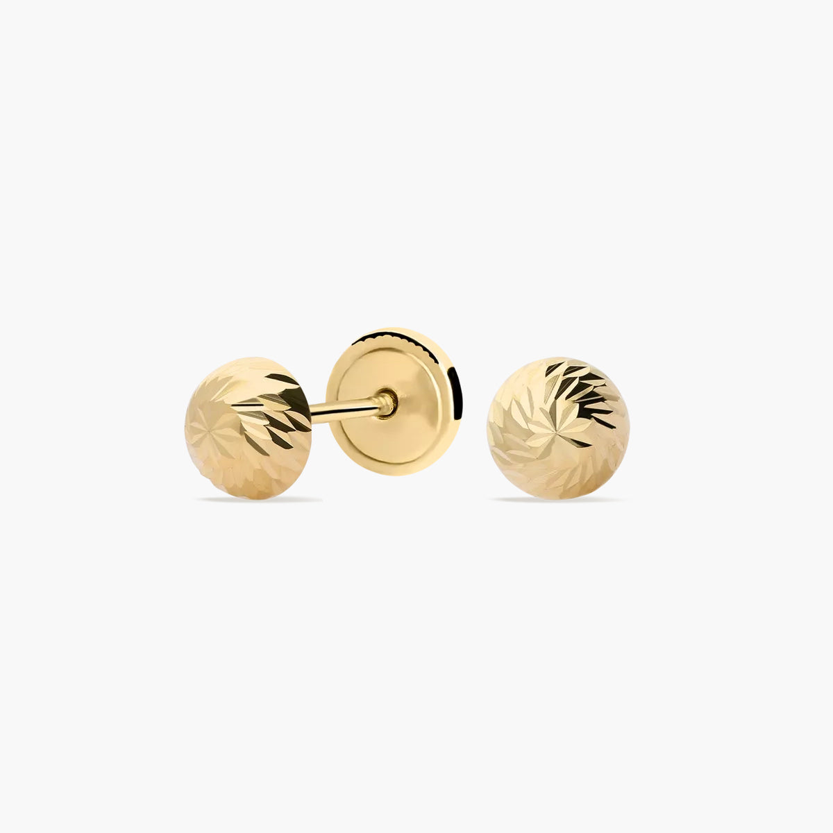 Pendientes de oro 18K media bola lapidado para bebé 5 mm