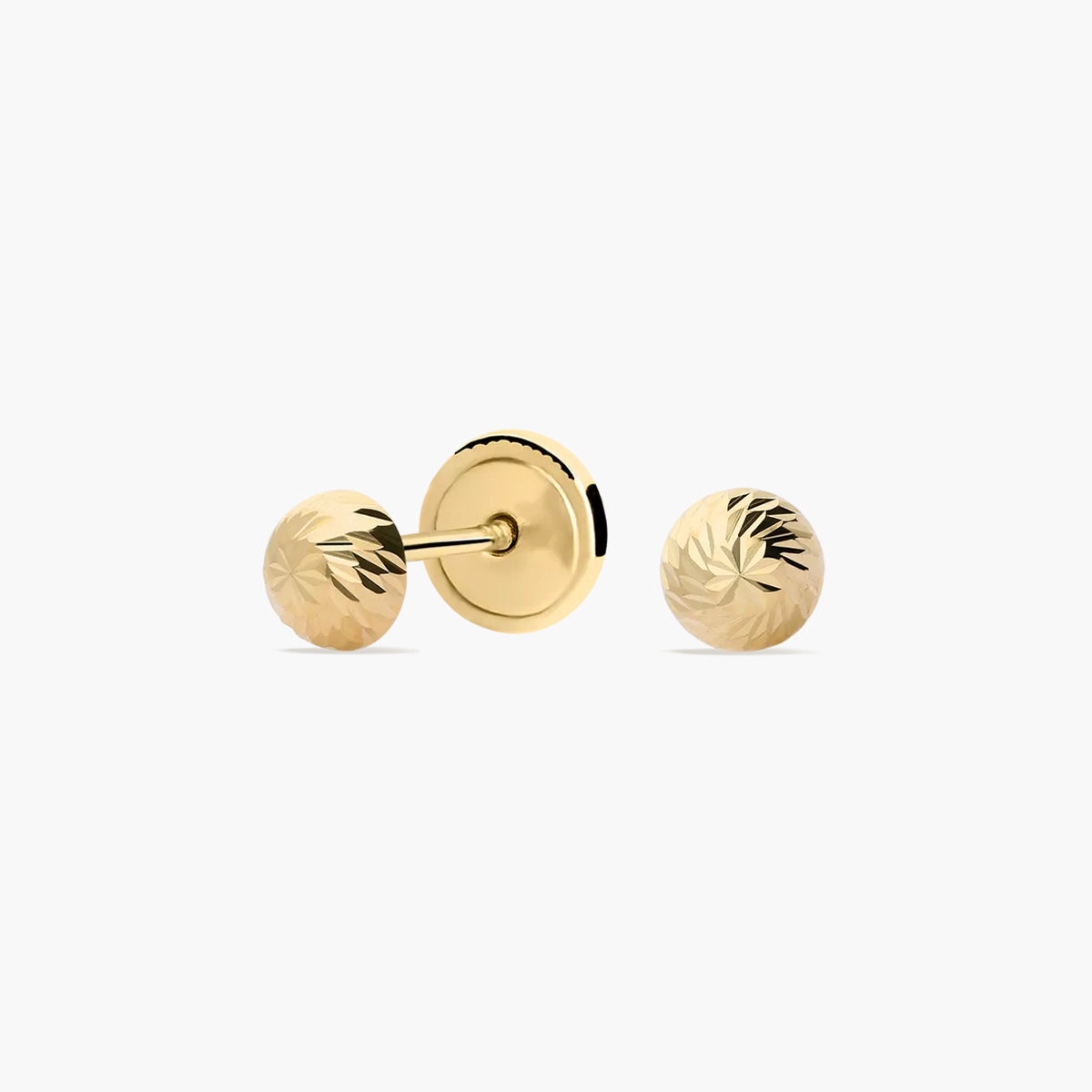 Pendientes de oro 18K media bola lapidado para bebé 4 mm