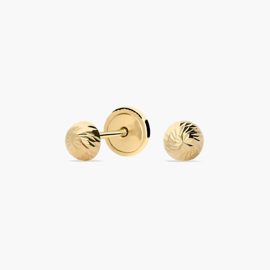 Pendientes de oro 18K media bola lapidado para bebé 4 mm
