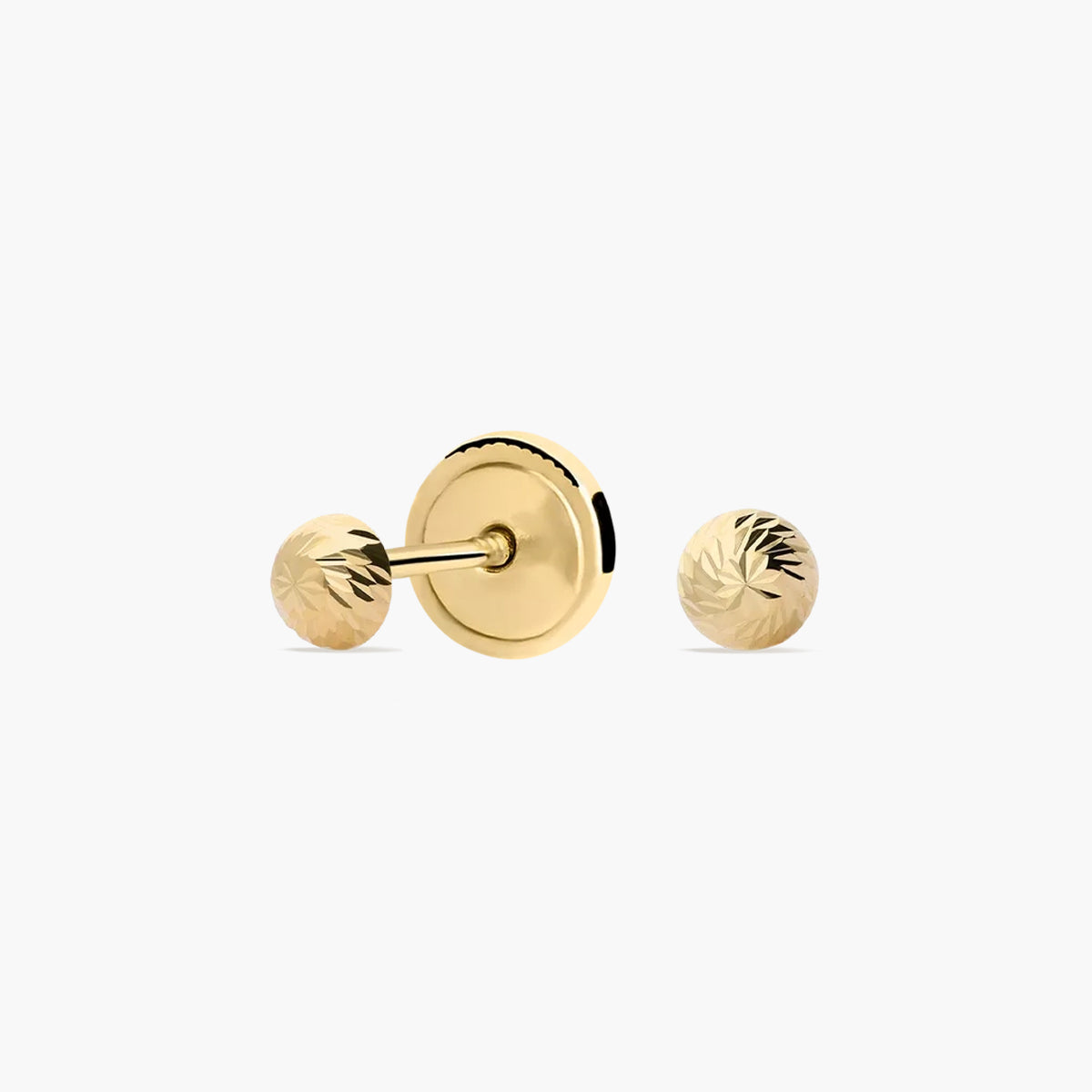 Pendientes de oro 18K media bola lapidado para bebé 3 mm