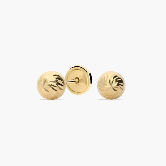 Pendientes de oro 18K media bola lapidado para bebé 5 mm