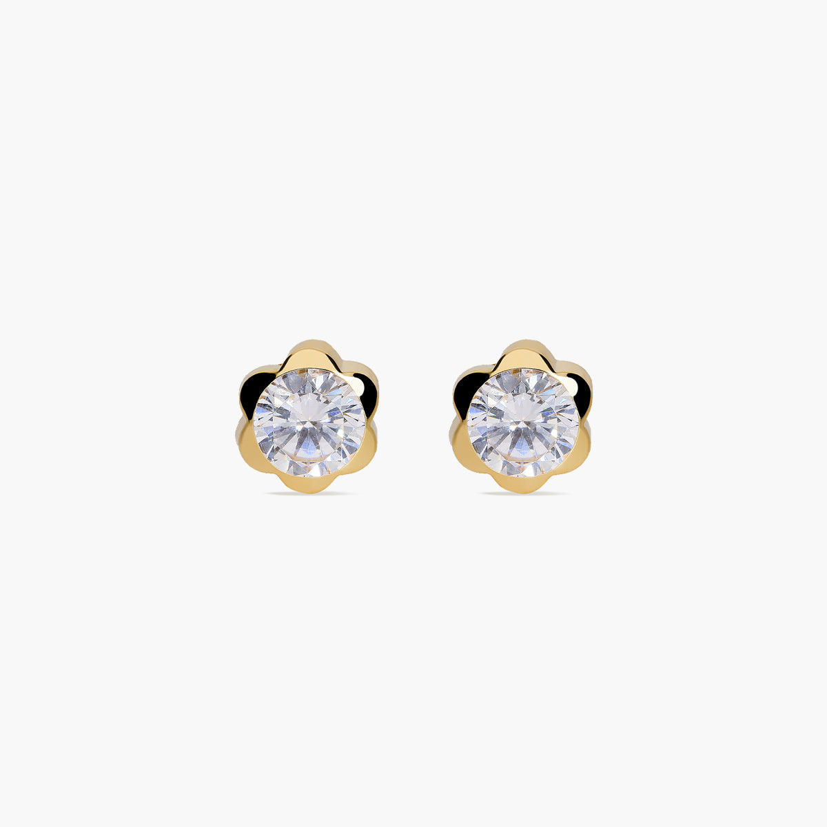 Pendientes margarita de oro 18K circonitas 6 mm