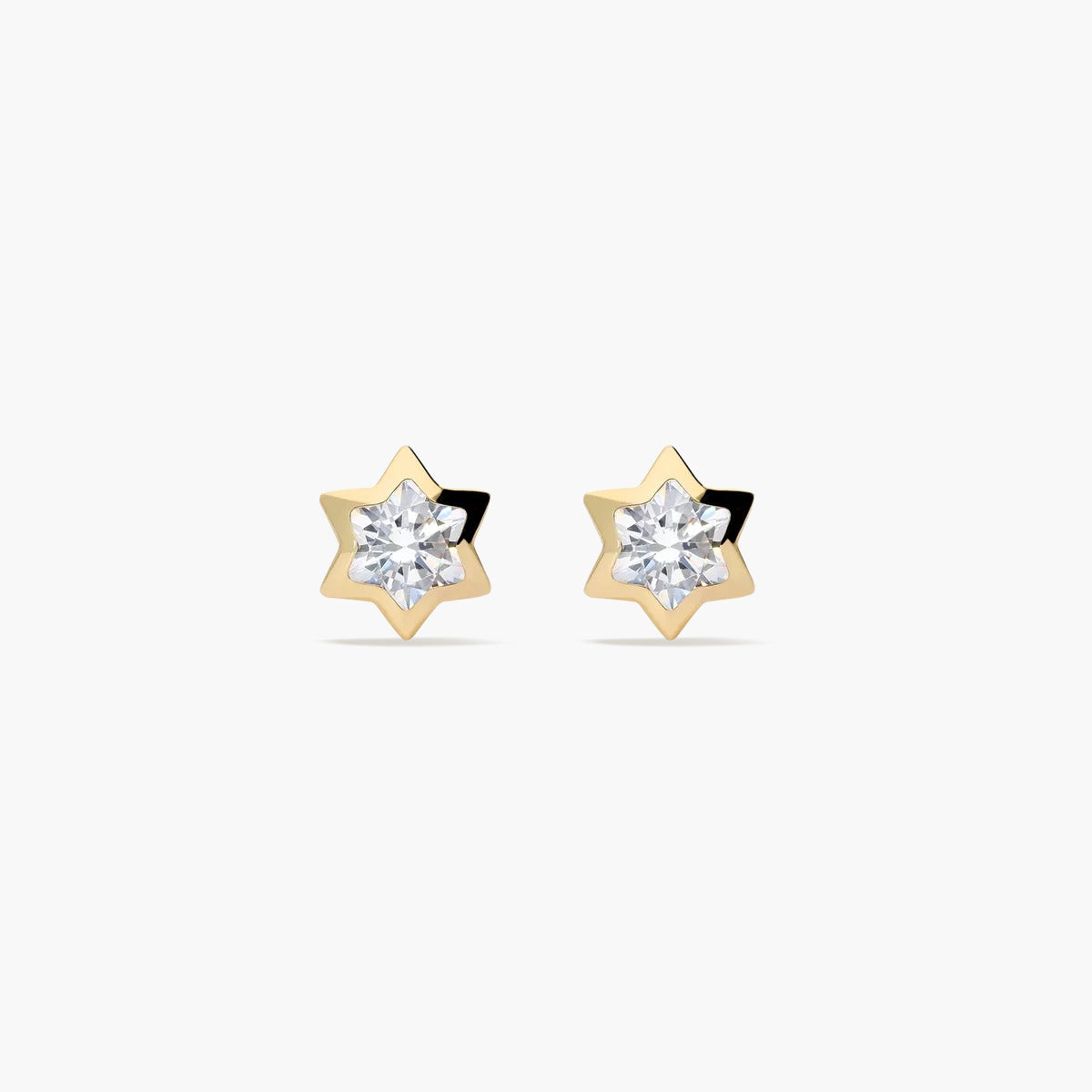 Pendientes estrella de oro 18K circonitas para bebé 4 mm
