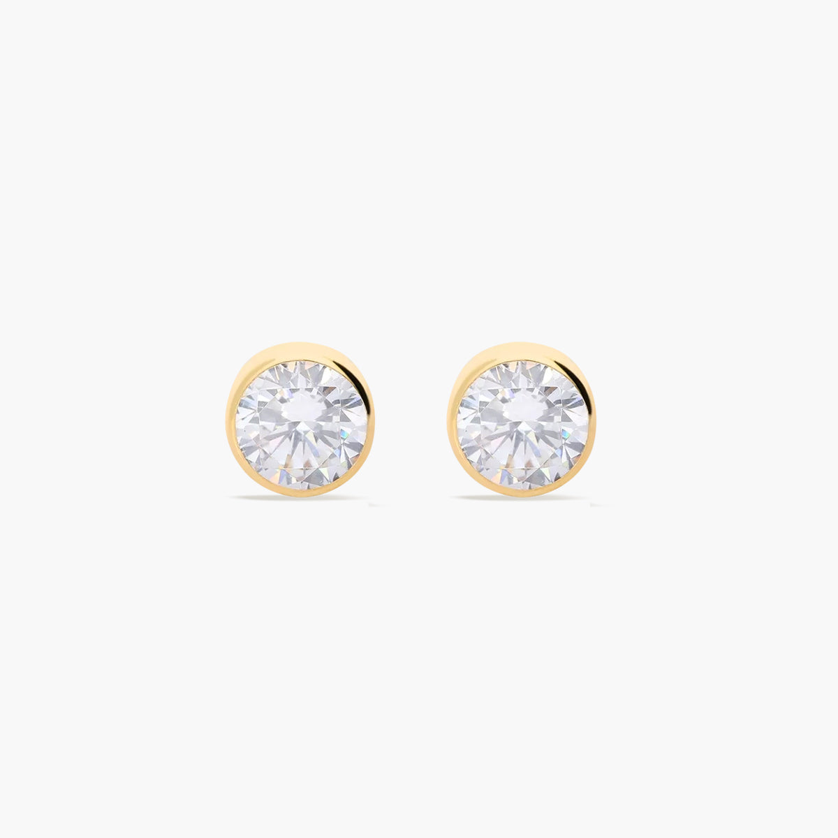 Pendientes redondos de oro 18K circonitas para bebé 5 mm