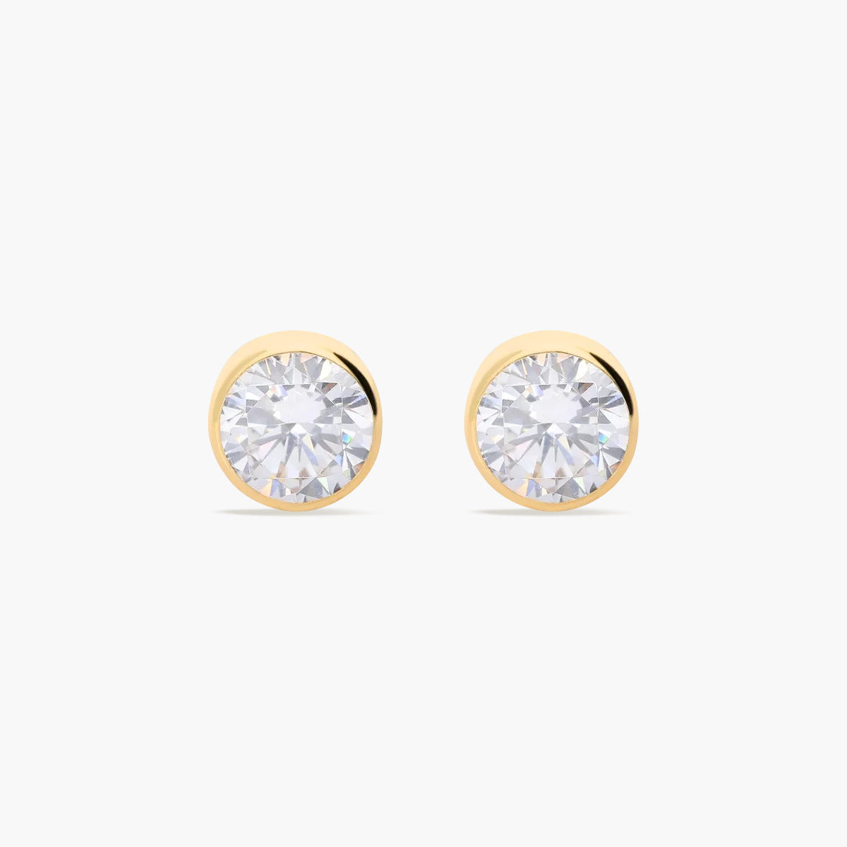 Pendientes redondos de oro 18K circonitas 6 mm