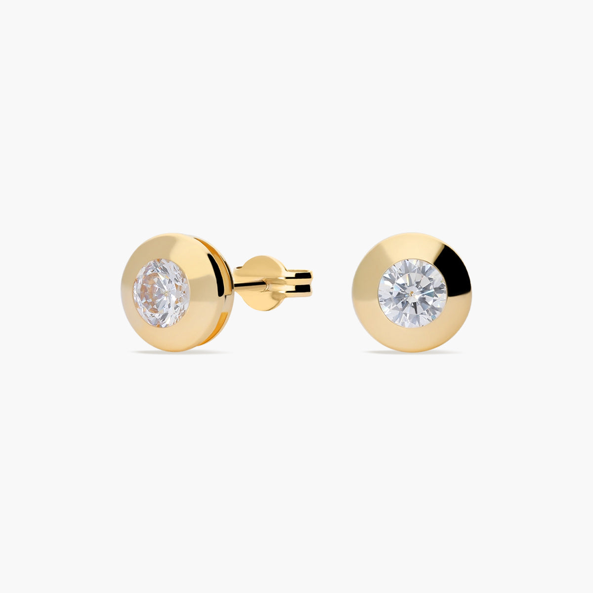 Pendientes redondos de oro 18K circonitas 9 mm