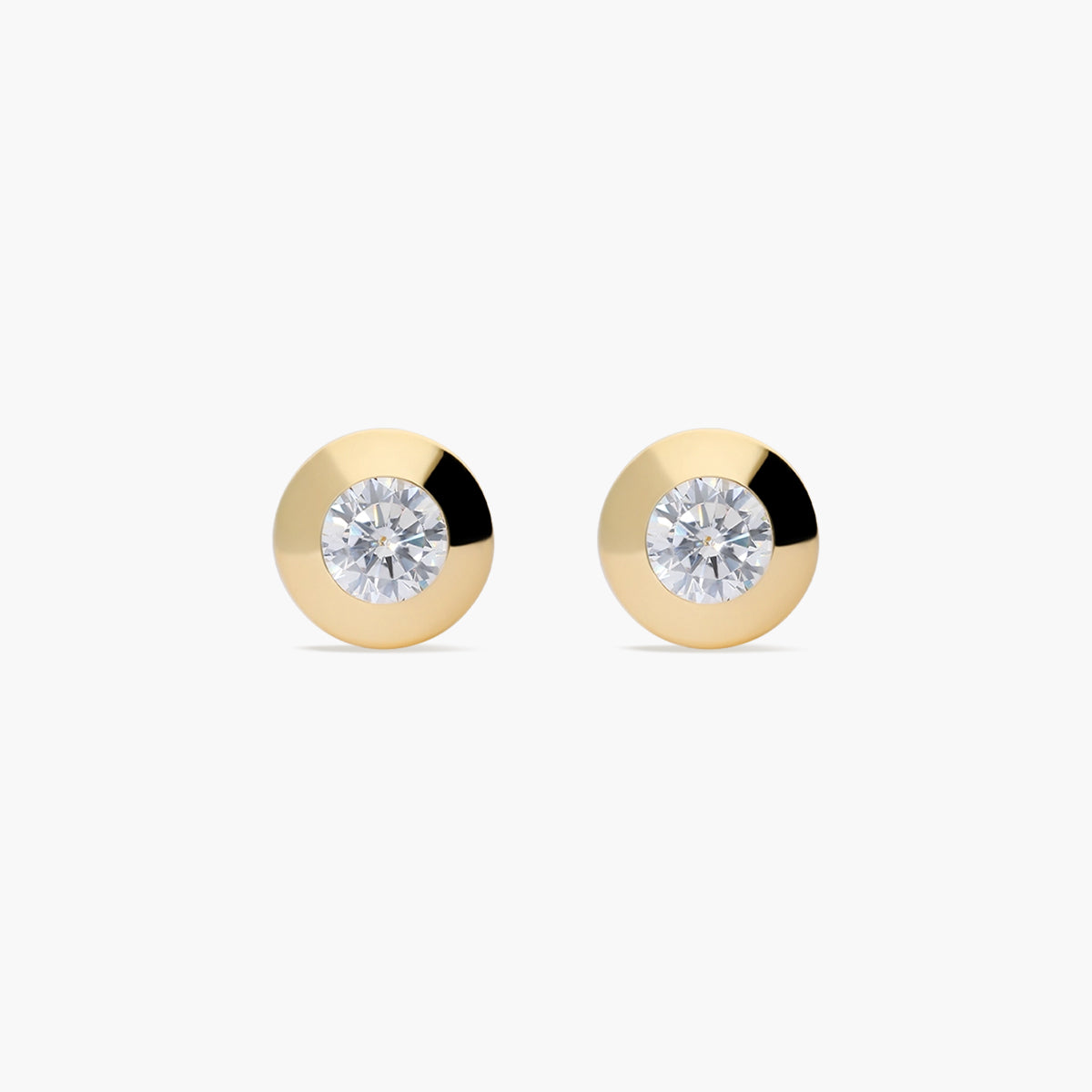 Pendientes redondos de oro 18K circonitas 9 mm