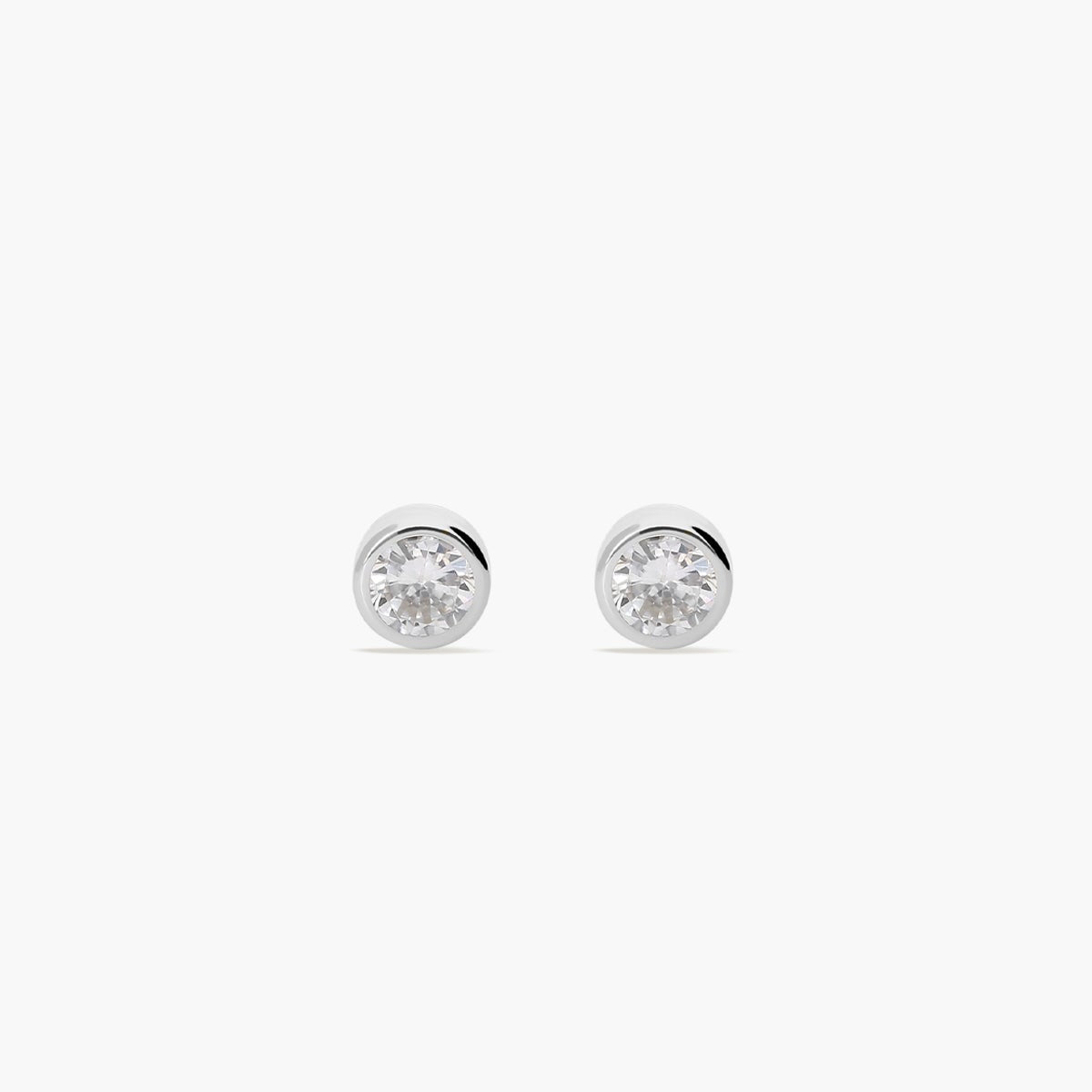 Pendientes redondos de oro blanco 18K circonitas para bebé 3 mm