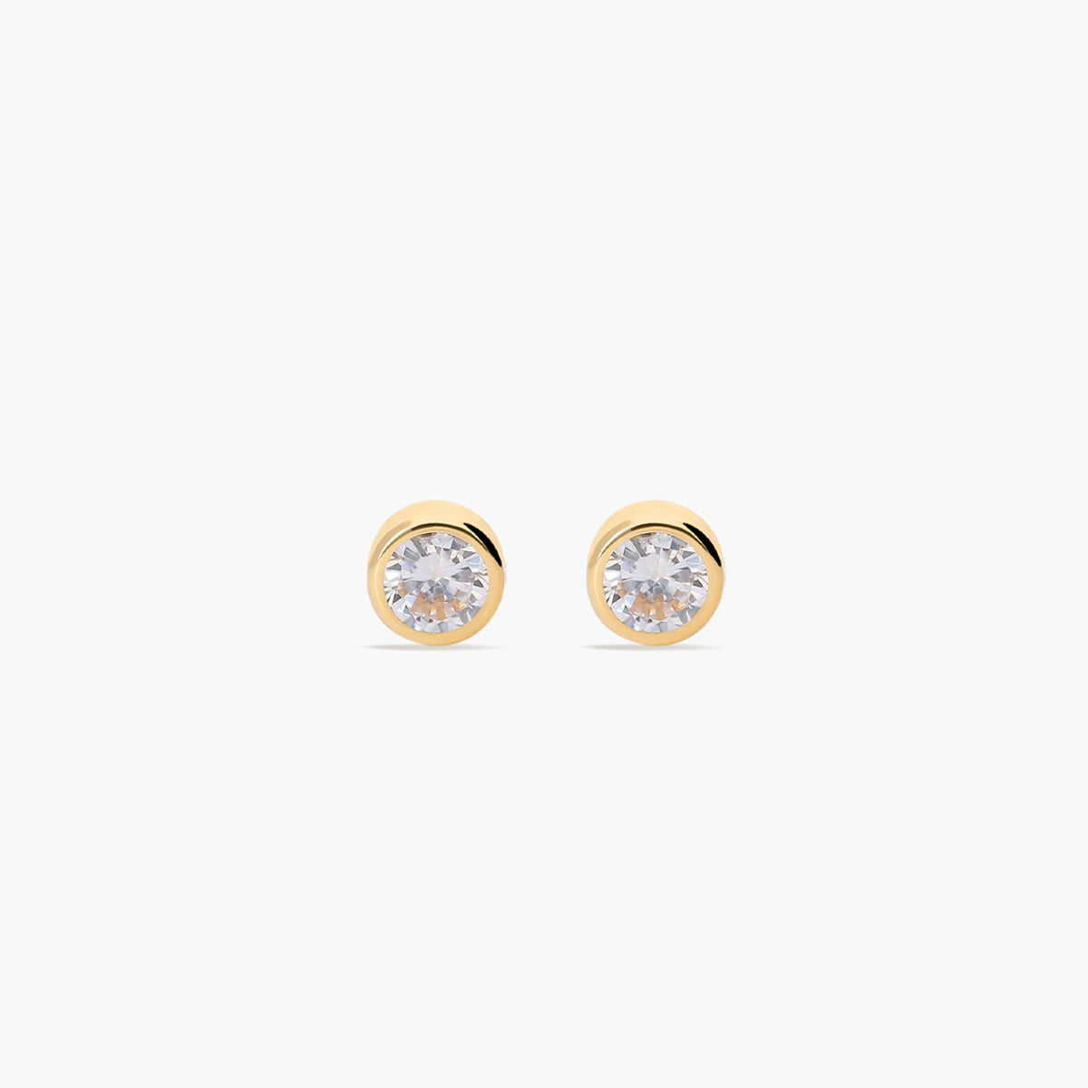 Pendientes redondos de oro 18K circonitas para bebé 3 mm