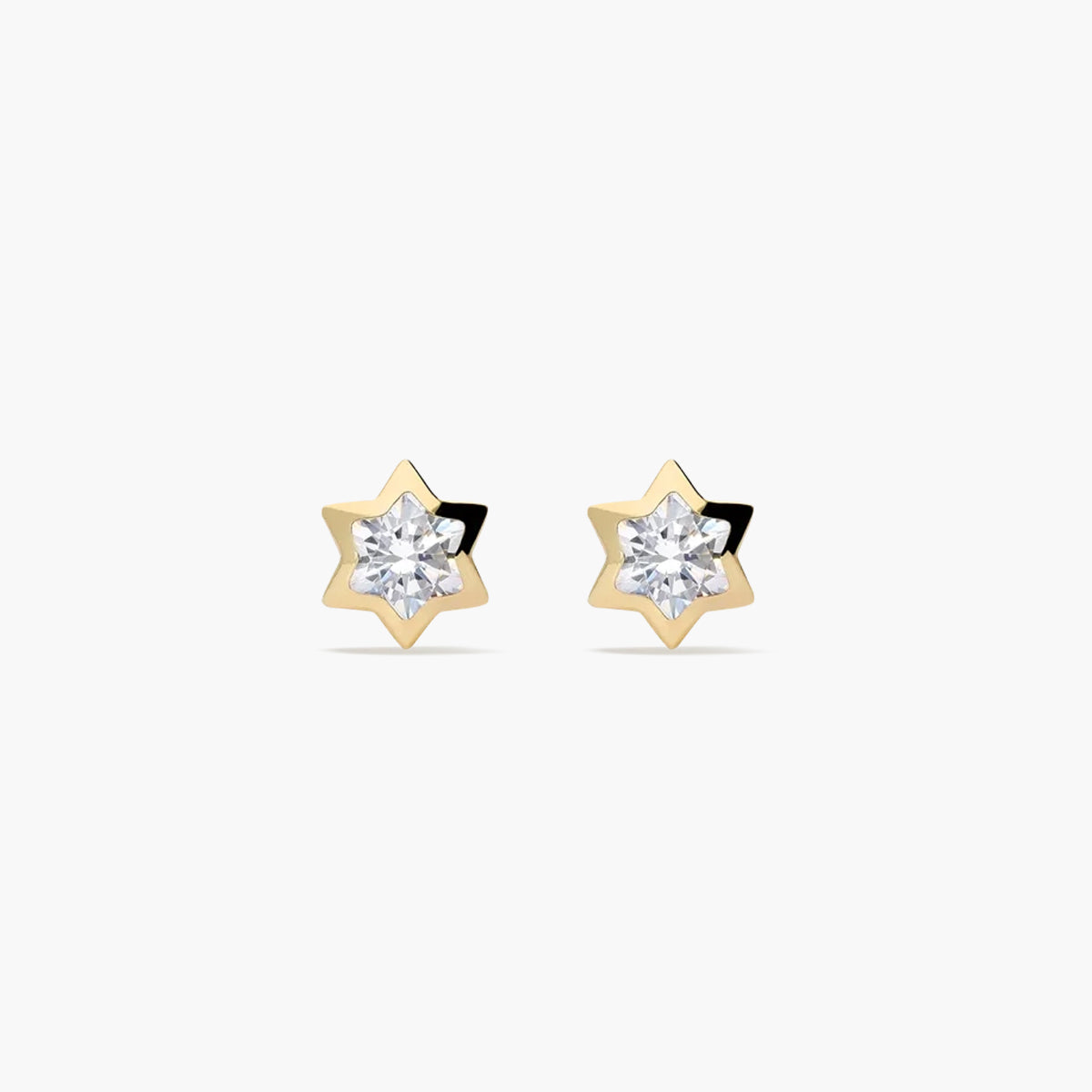 Pendientes estrella de oro 18K circonitas para bebé 3 mm