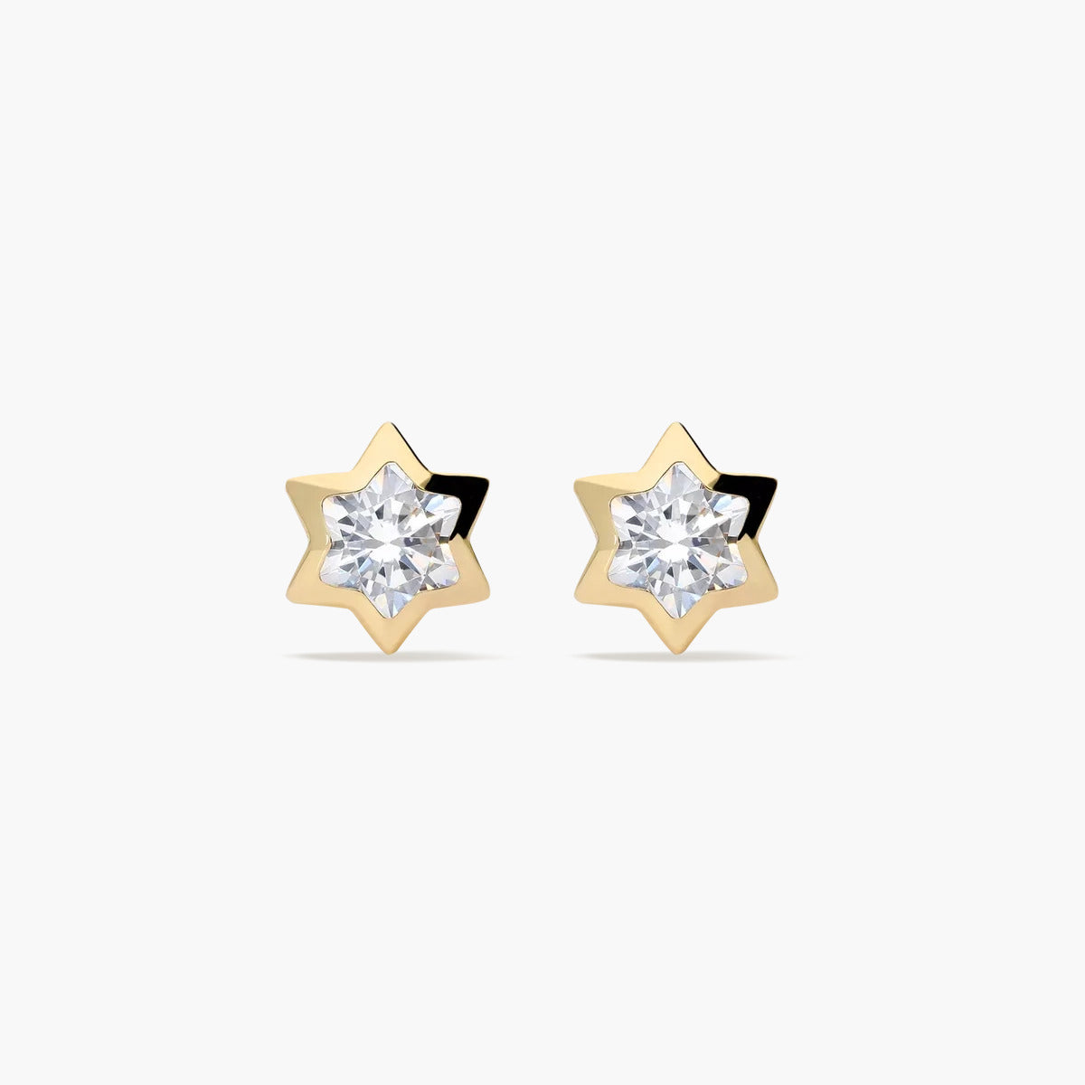 Pendientes estrella de oro 18K circonitas para bebé 5 mm