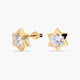 Pendientes estrella de oro 18K circonitas 6 mm