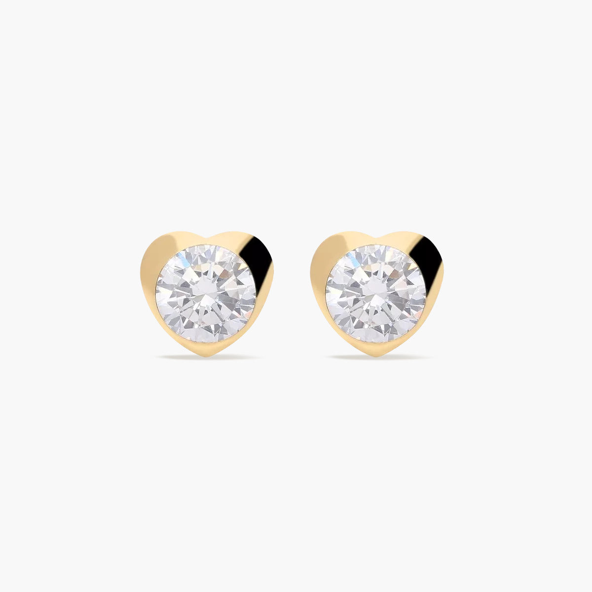 Pendientes corazón de oro 18K circonitas 6 mm