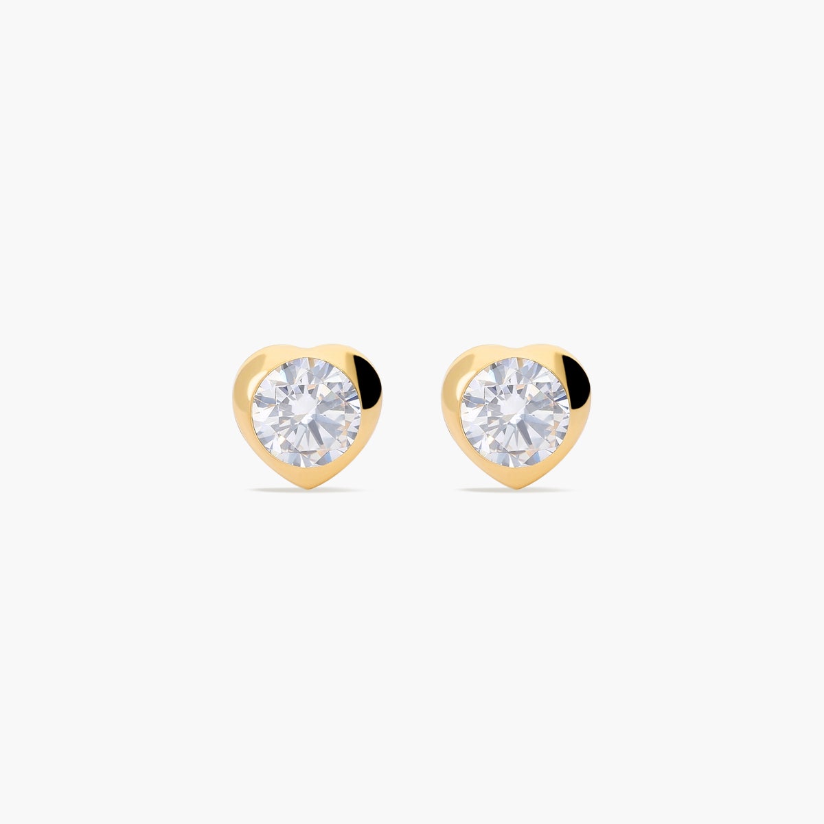 Pendientes corazón de oro 18K circonitas para bebé 5 mm
