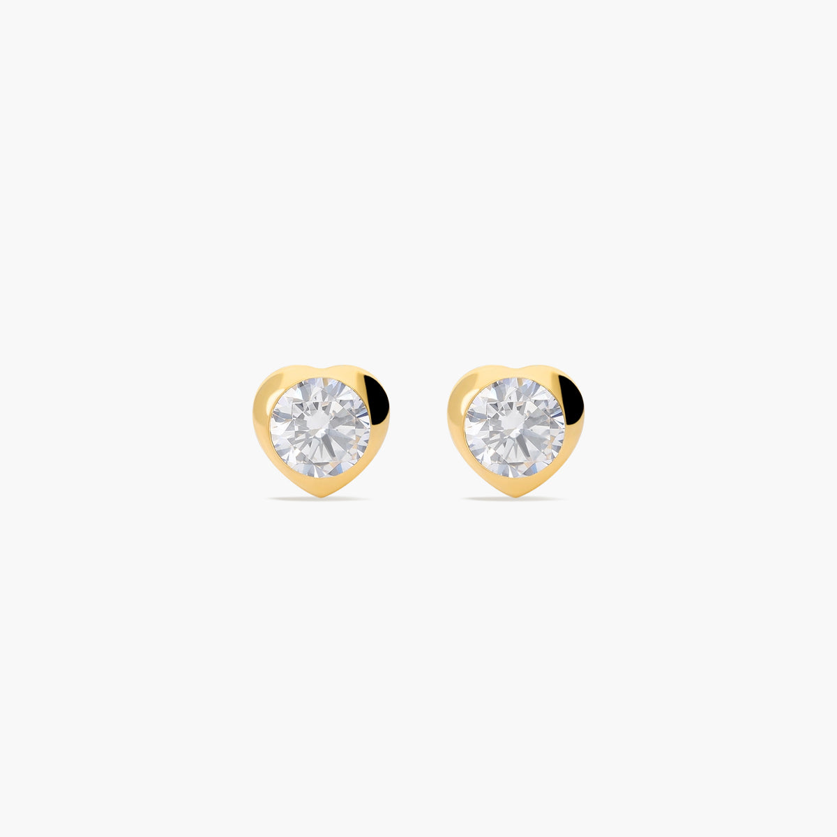 Pendientes corazón de oro 18K circonitas para bebé 4 mm