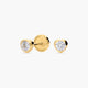 Pendientes corazón de oro 18K circonitas para bebé 3 mm