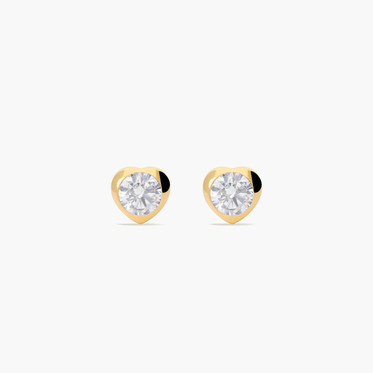 Pendientes corazón de oro 18K circonitas para bebé 3 mm