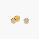 Pendientes margarita de oro 18K circonitas para bebé 4 mm