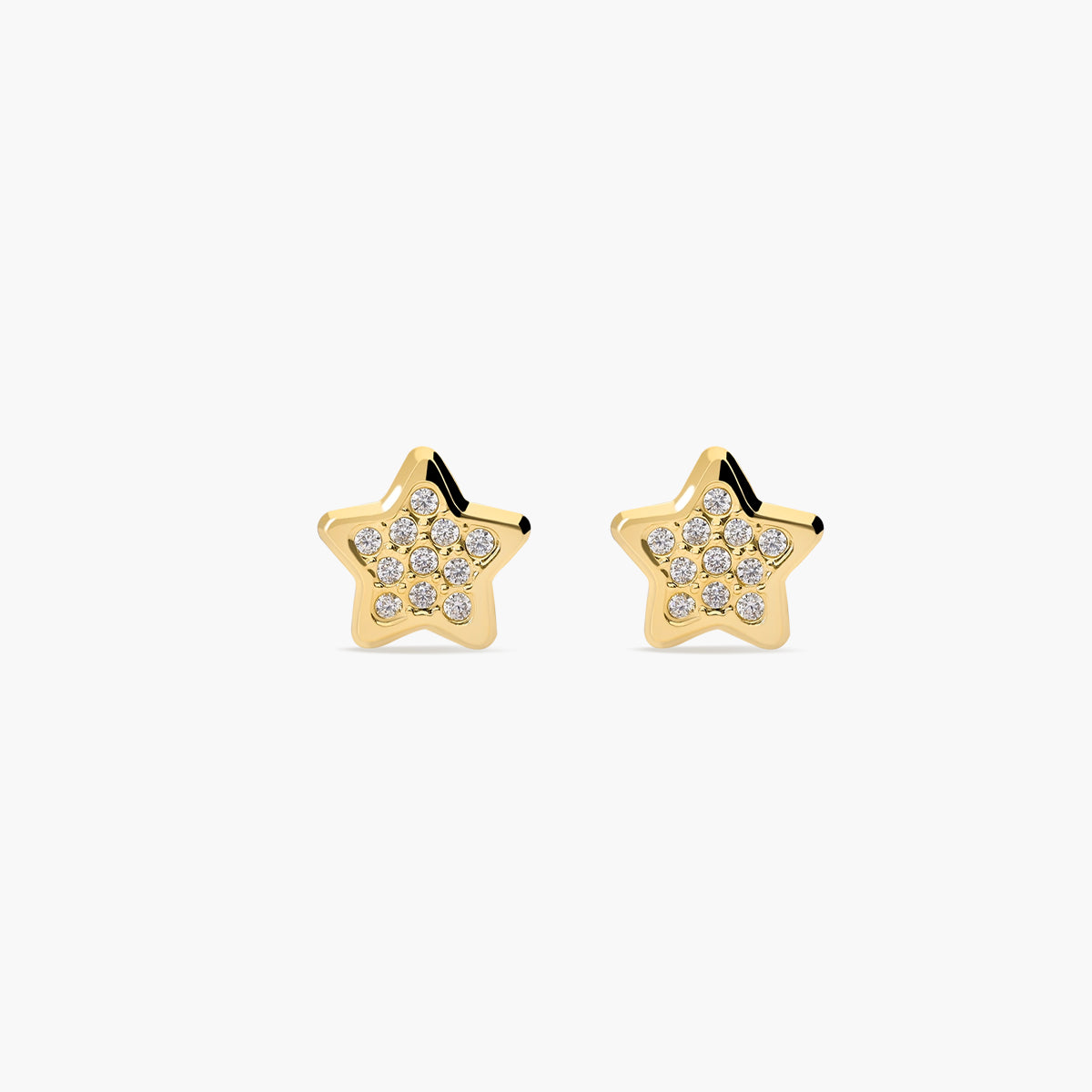 Pendientes estrella de oro 18K circonitas para bebé 5 mm