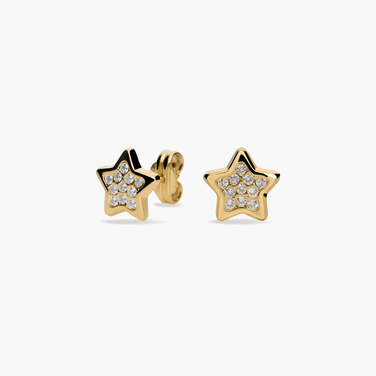 Pendientes estrella de oro 18K circonitas 7 mm
