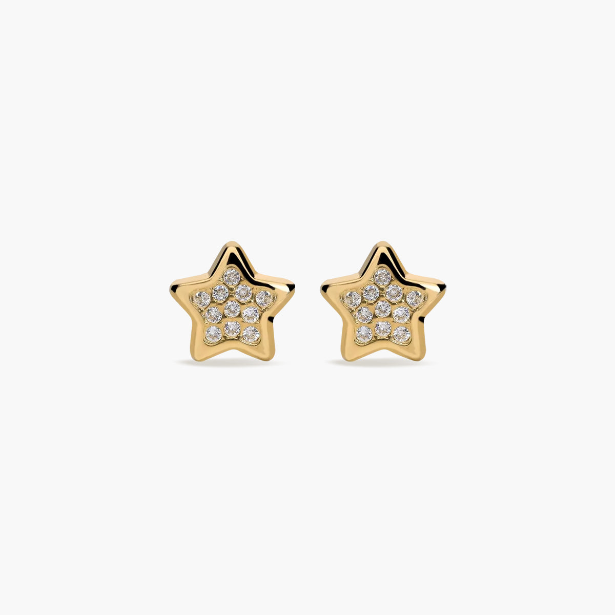 Pendientes estrella de oro 18K circonitas 7 mm