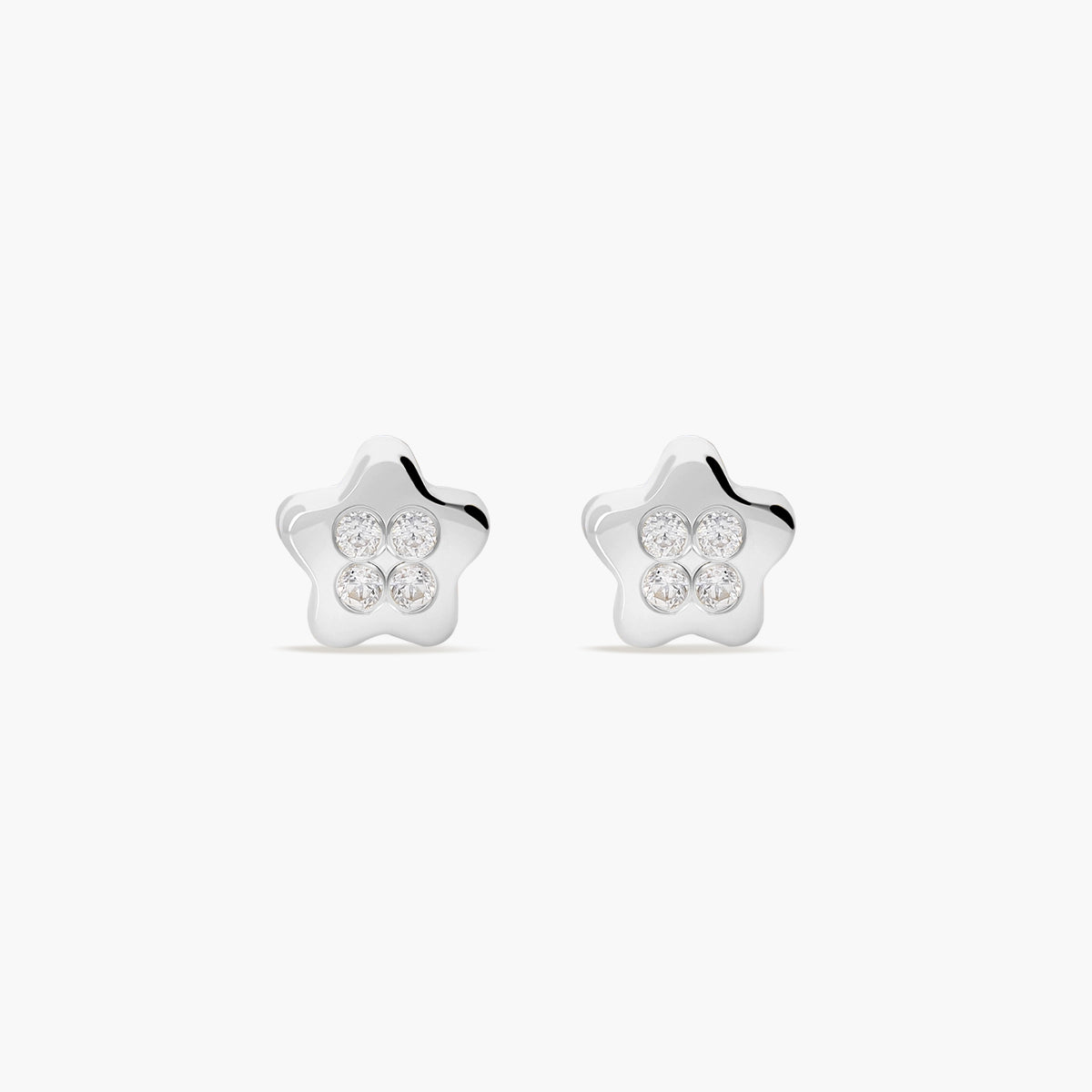 Pendientes margarita de oro blanco 18K circonitas para bebé 5 mm