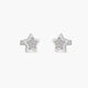 Pendientes estrella de oro blanco 18K circonitas 7 mm