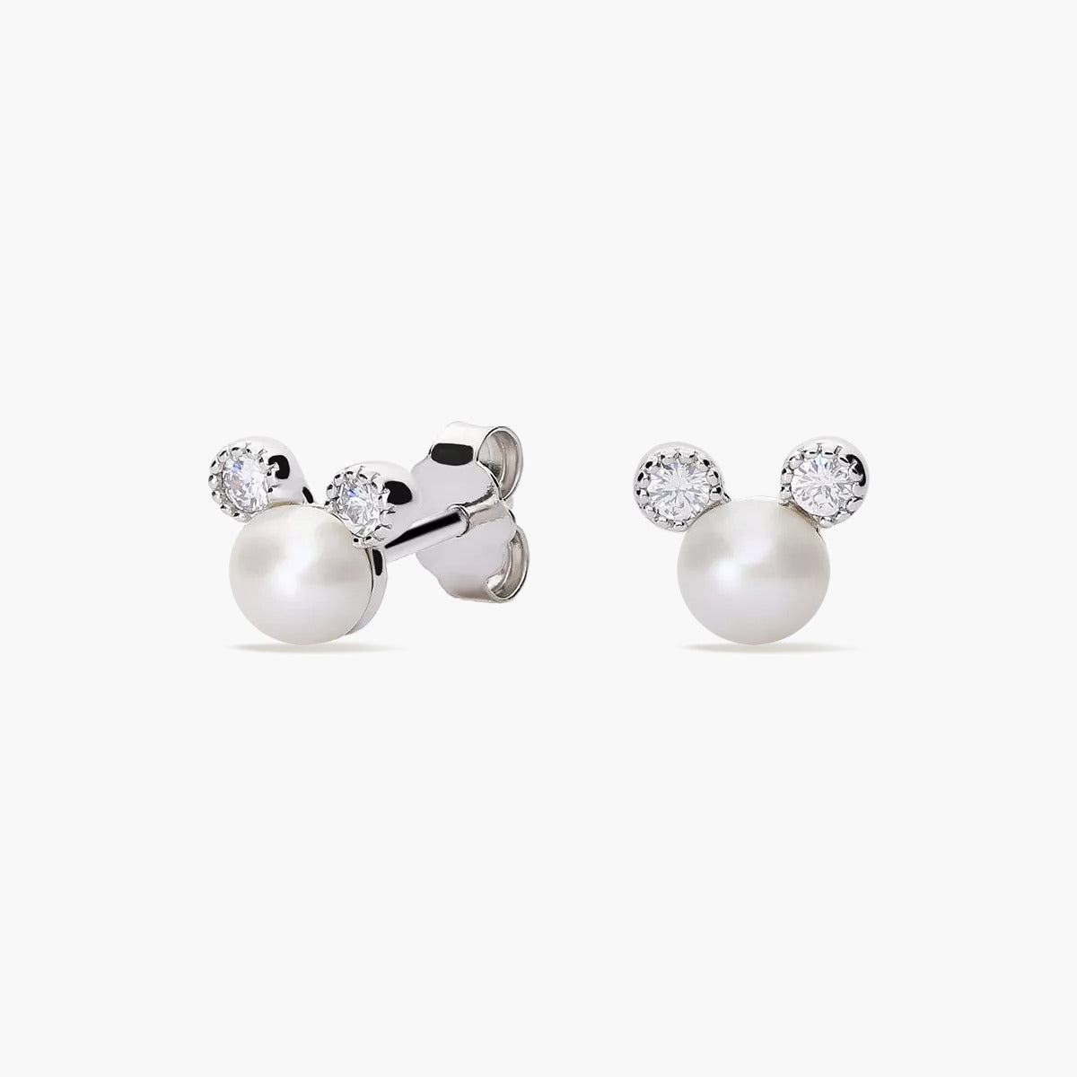 Pendientes de plata 1ª ley con perlas y circonita 6 mm