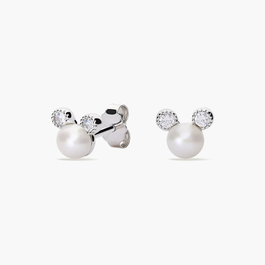 Pendientes de plata 1ª ley con perlas y circonita 6 mm
