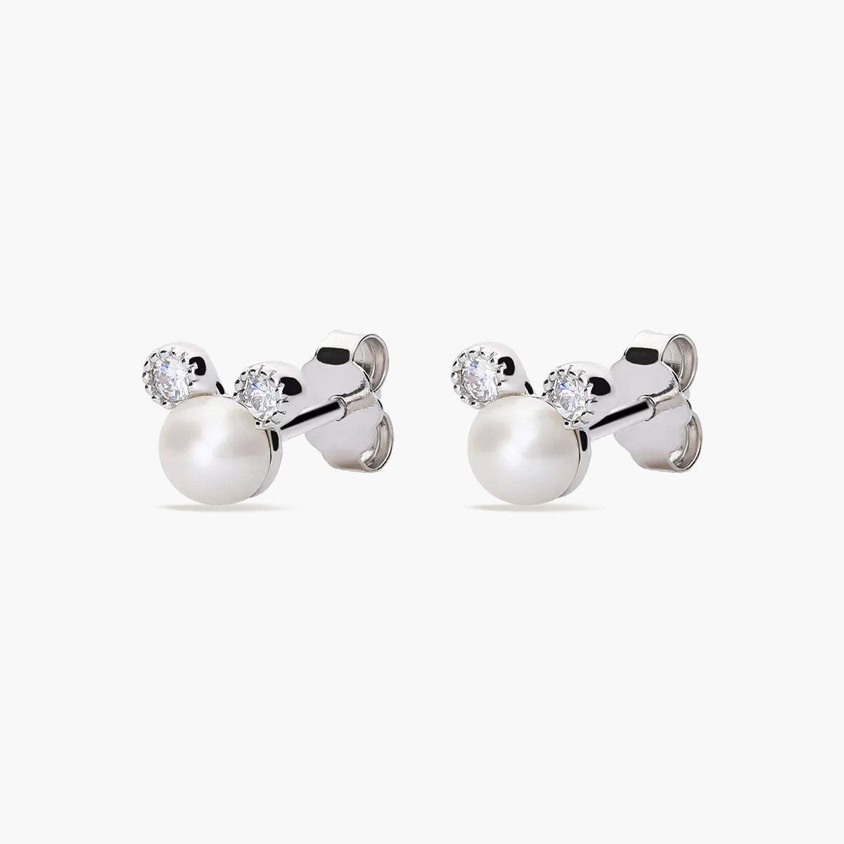Pendientes de plata 1ª ley con perlas y circonita 6 mm