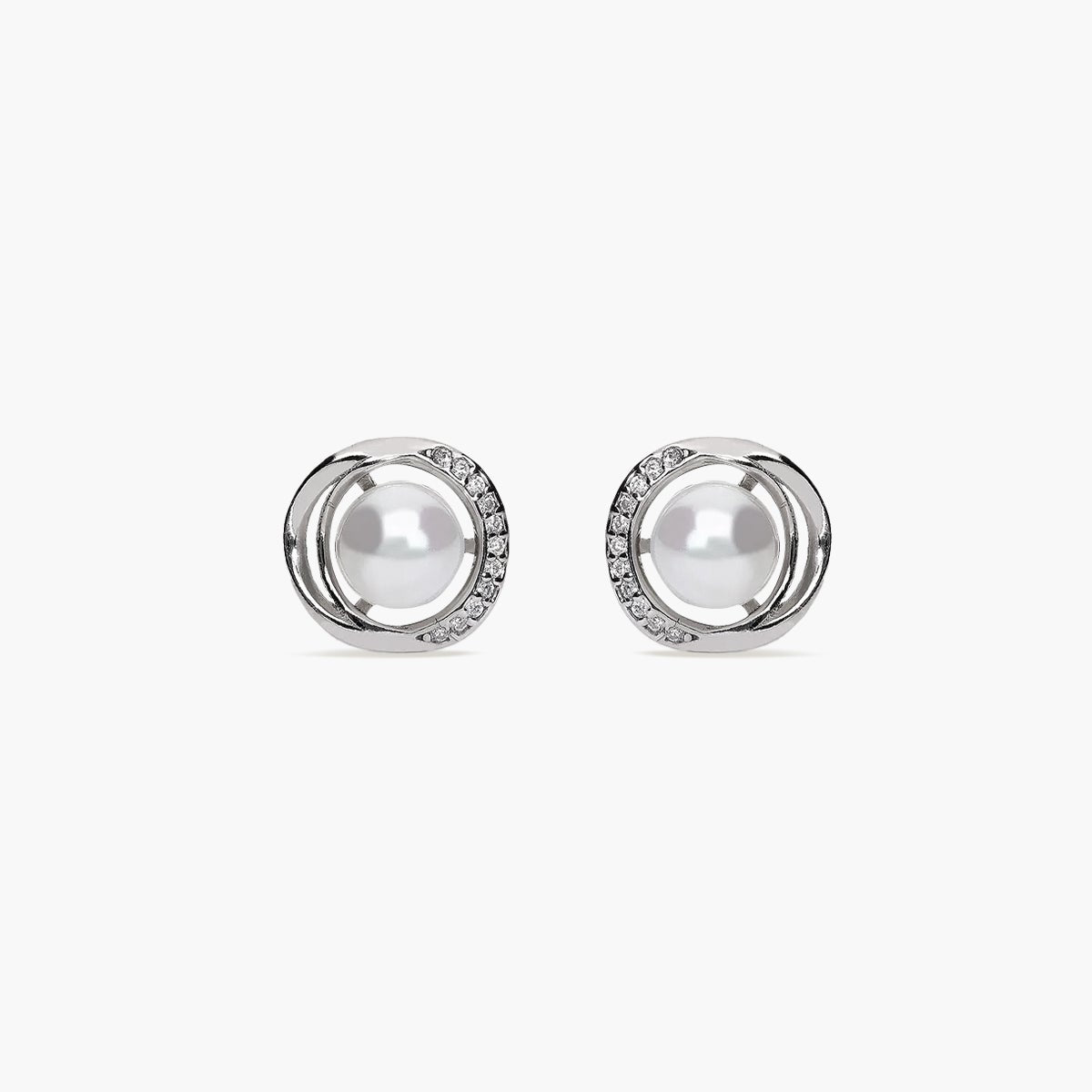 Pendientes de plata 1ª ley con perlas y circonitas 10 mm
