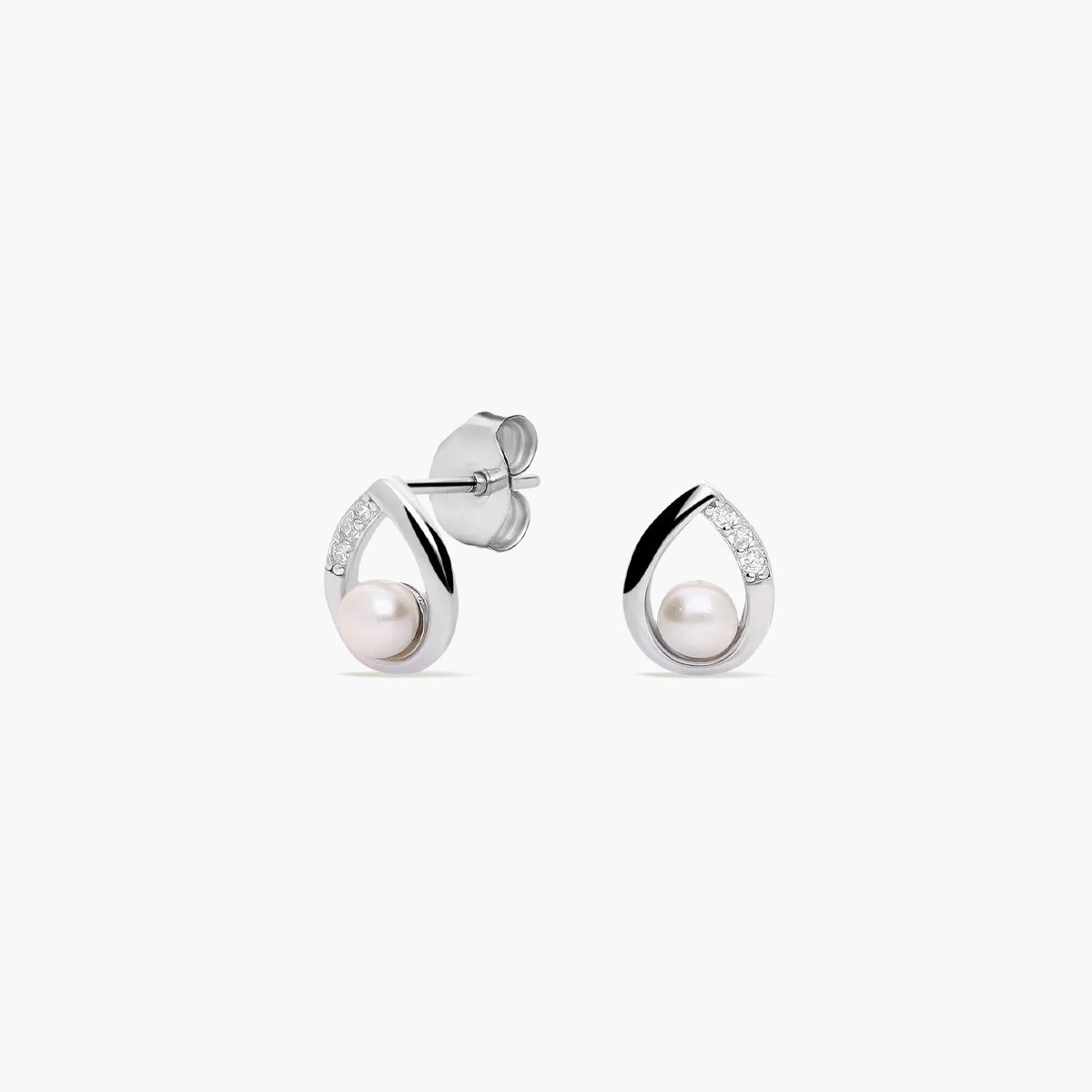 Pendientes forma lágrima de plata 1ª ley con perlas y circonitas 9 mm