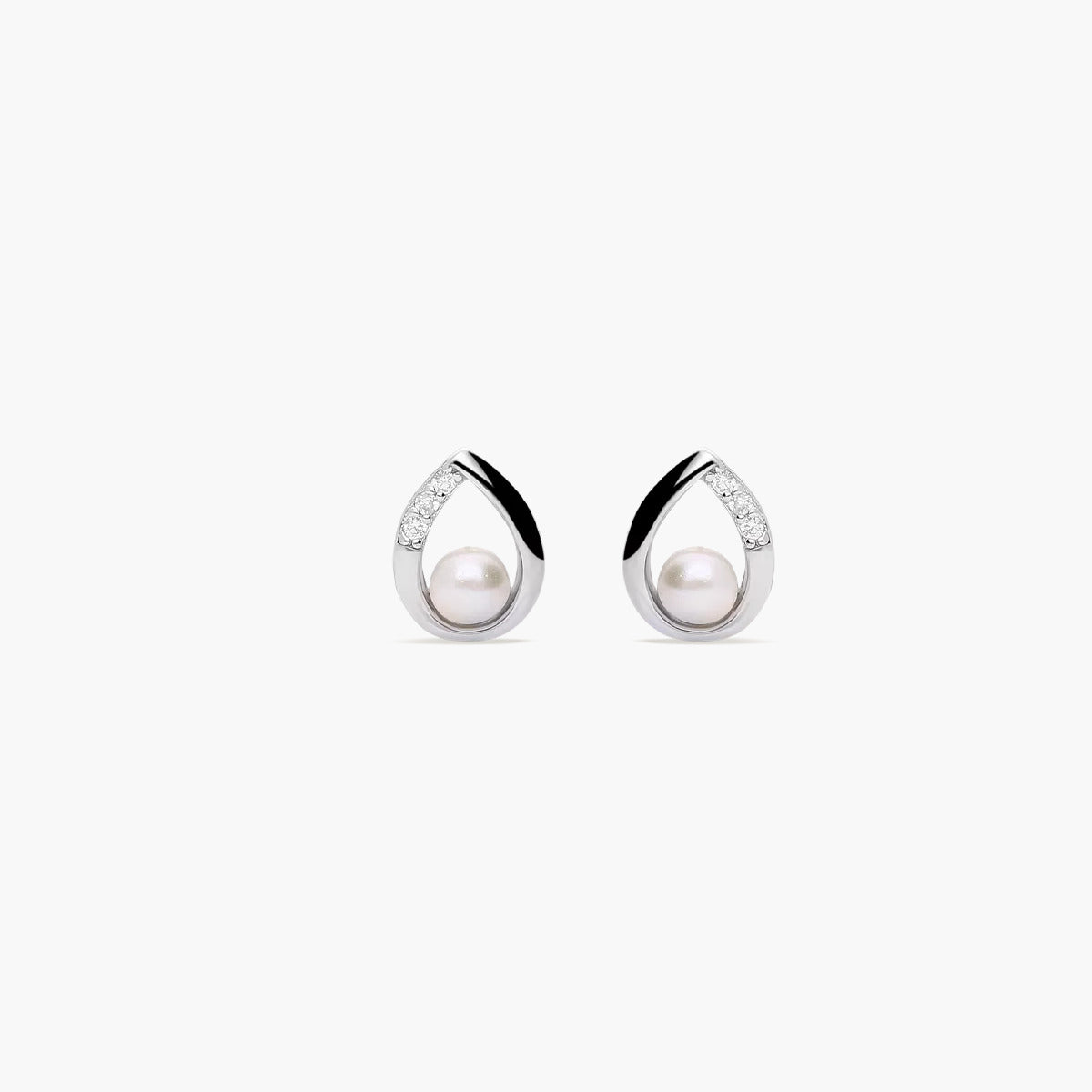 Pendientes forma lágrima de plata 1ª ley con perlas y circonitas 9 mm