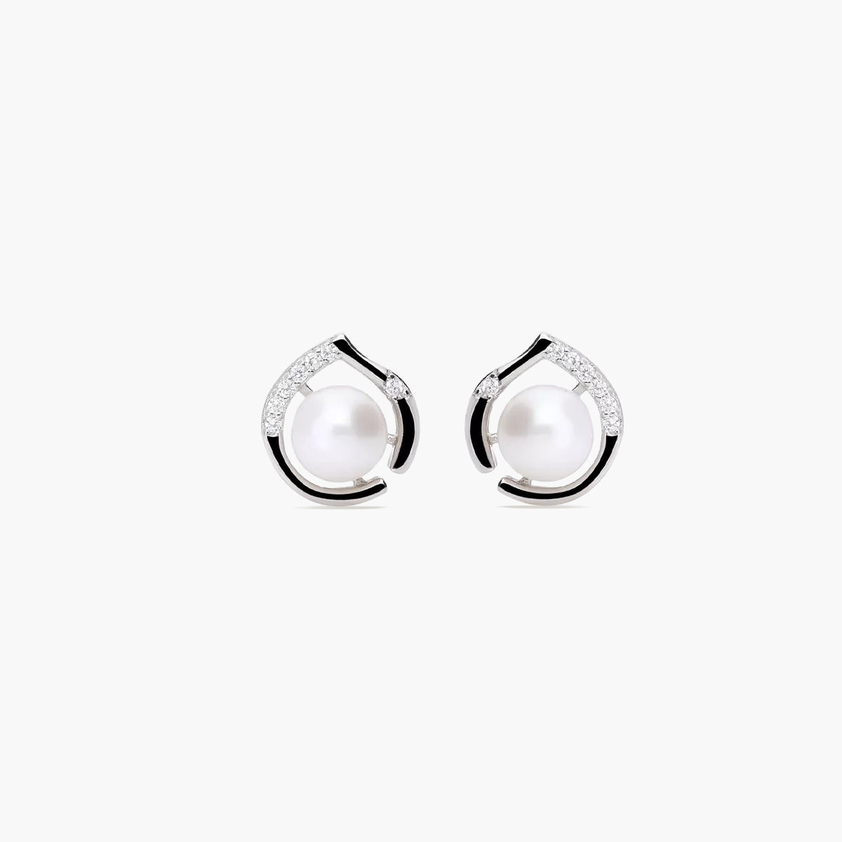 Pendientes forma lágrima de plata 1ª ley con perlas y circonitas 10 mm