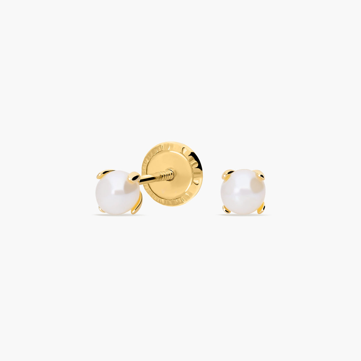 Pendientes de oro 18K con perlas para bebé 3 mm