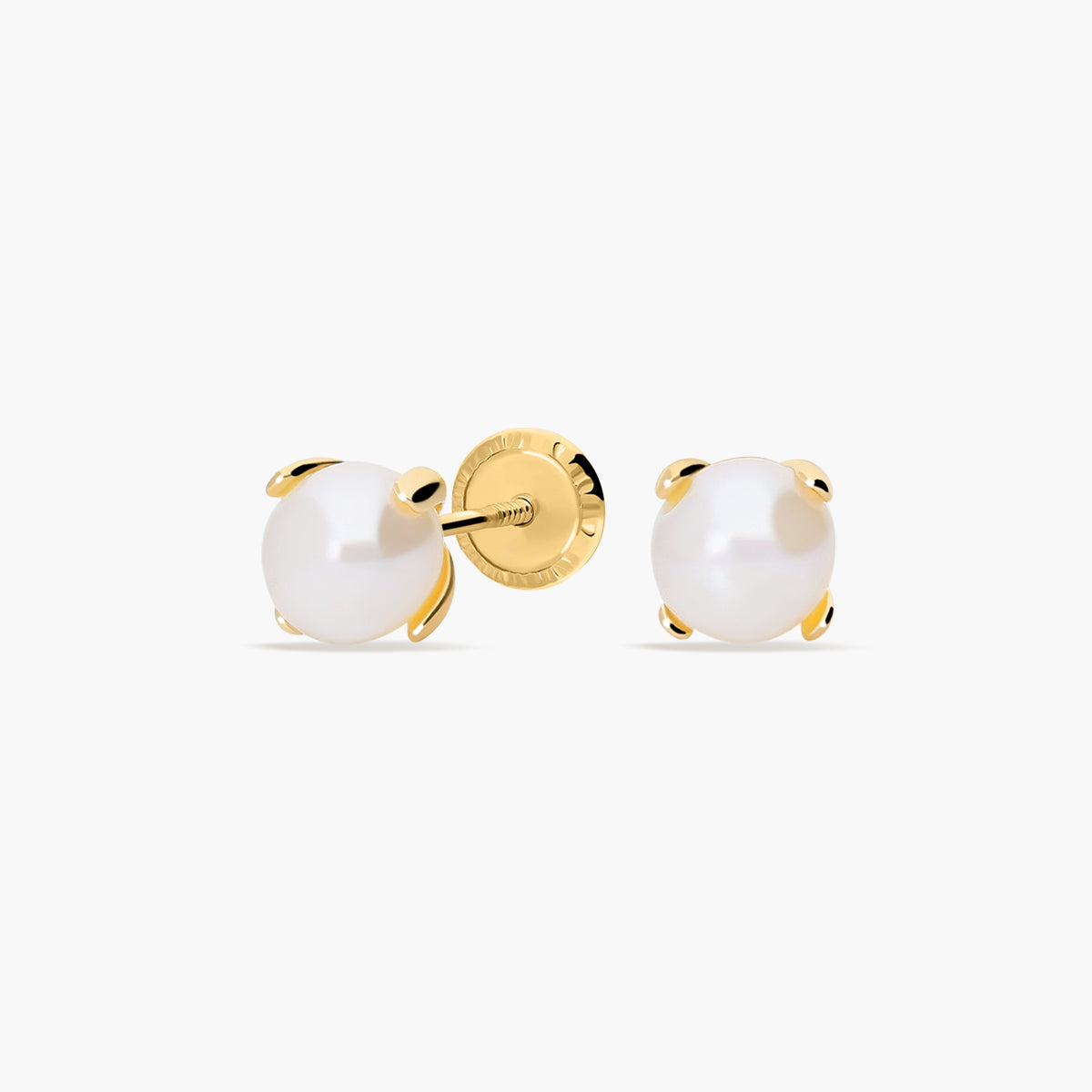 Pendientes de oro 18K con perlas para bebé 5 mm