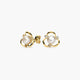 Pendientes forma de onda de oro 18K con perlas y circonitas 9 mm