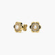 Pendientes flor de oro 18K con perlas y circonitas 8 mm