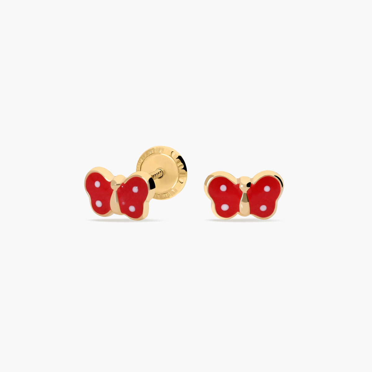 Pendientes mariposa de oro 18K para bebé 4 mm