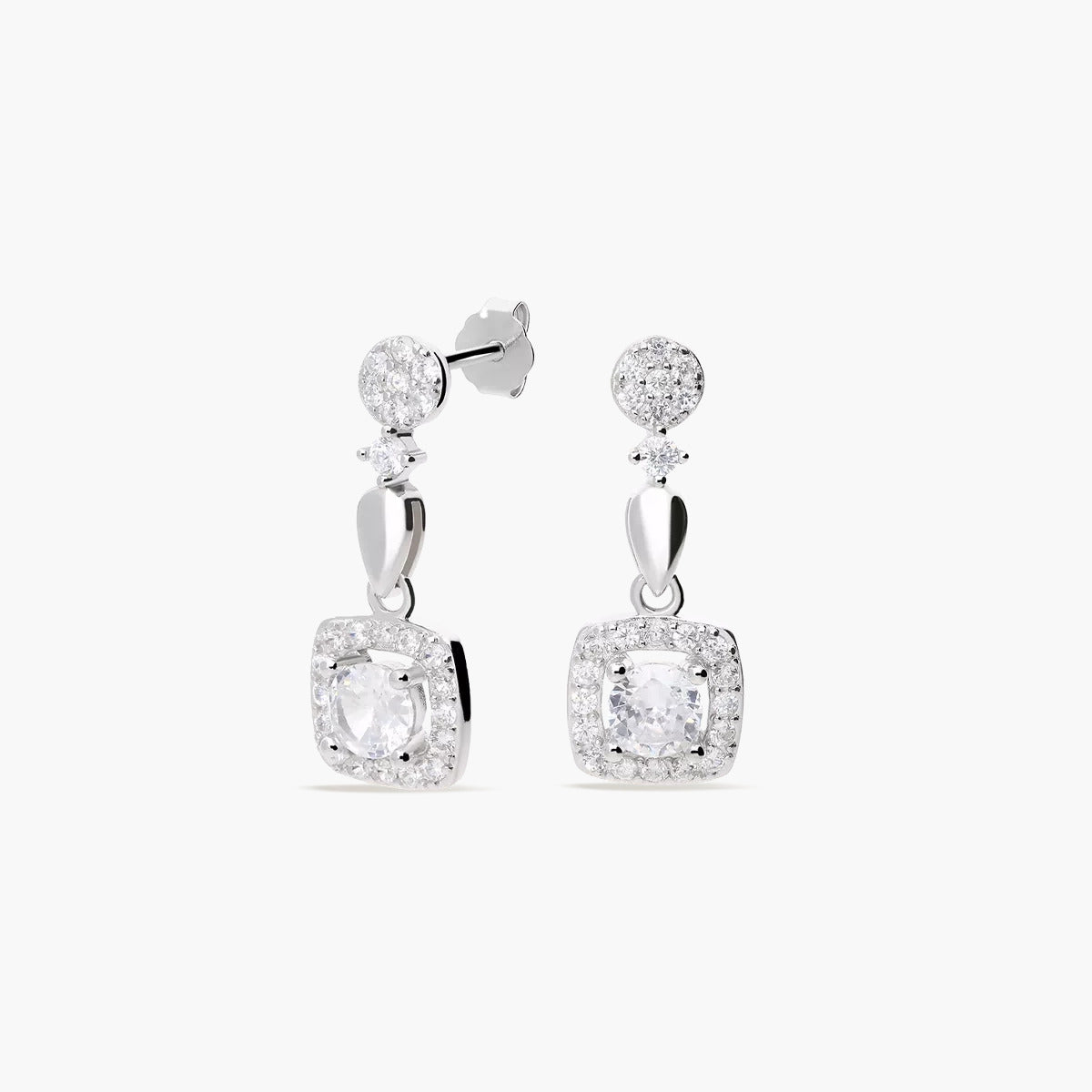 Pendientes largos de plata 1ª ley circonitas 22 mm