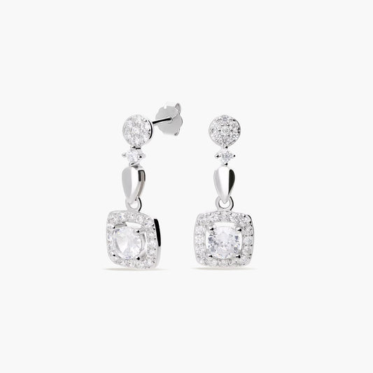 Pendientes largos de plata 1ª ley circonitas 22 mm