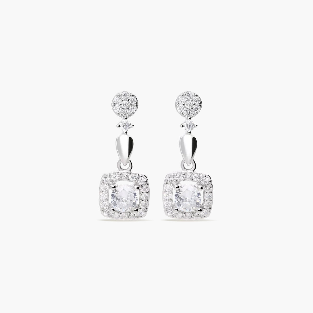 Pendientes largos de plata 1ª ley circonitas 22 mm